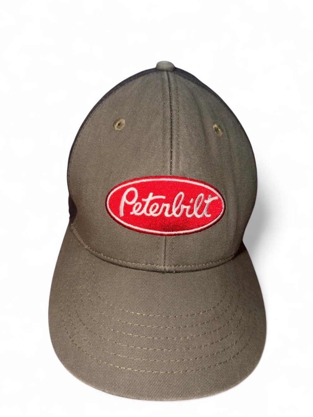 Peterbilt Olive Baseball Cap with Red Logo Patch
